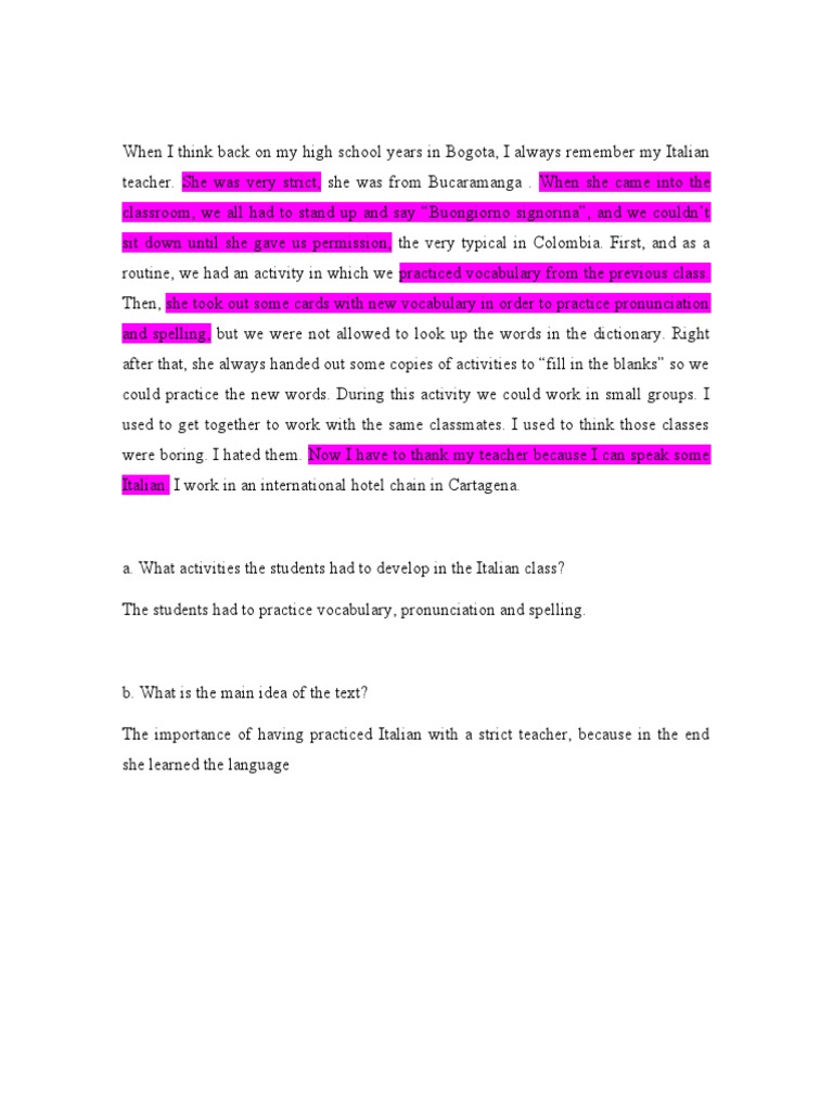 When I Think Back On My High School Years in Bogota | PDF