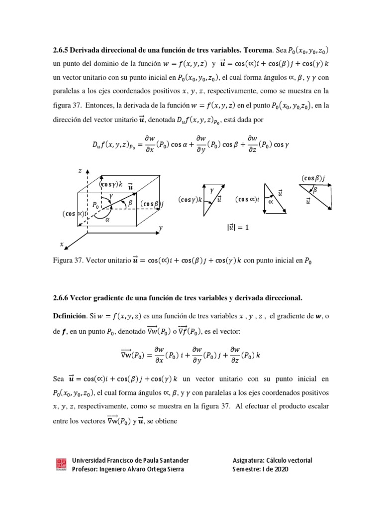 Derivada Direccional y Vector Gradiente de Funciones Con Tres Variables ...