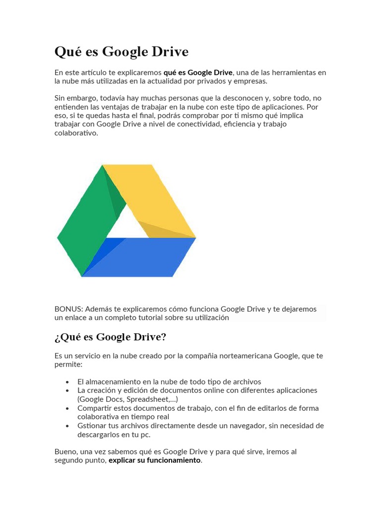 Qué es Google Drive y sus funciones | PDF | Computación en la nube ...