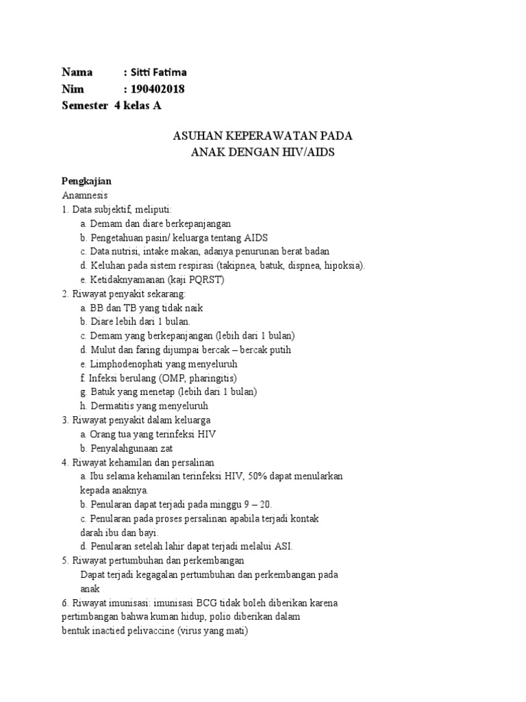 Asuhan Keperawatan Pada Anak Dengan Hiv Aids | PDF