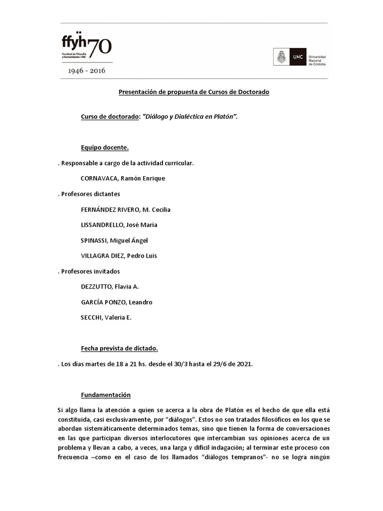 Curso 2021 Dialogo Y Dialectica En Platon 3 Pdf Platón Dialéctico