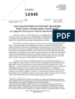 GLA 4/26/21 Press Release On IACHR Granting Yoe Suarez Precautionary Measure