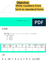 SWBAT: Write Numbers From Expanded Form To Standard Form.: Objective