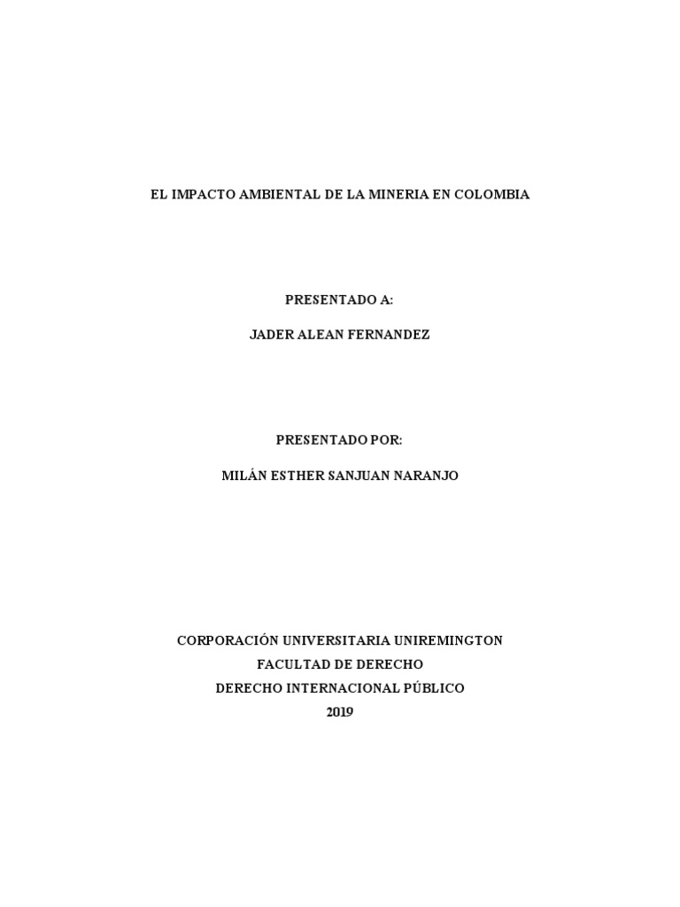 Ensayo - Impacto de La Mineria en Colombia | PDF | Gases de efecto ...