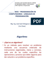 Clase Nro 1 - ALGORITMOS - PROGRAMACIÓN EN COMPUTADORAS - LENGUAJES DE PROGRAMACIÓN