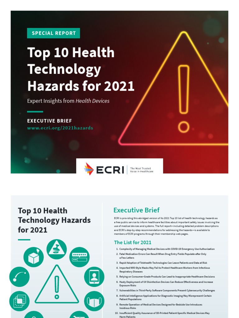 Top 10 Health Technology Hazards For 2021 Expert Insights From Health