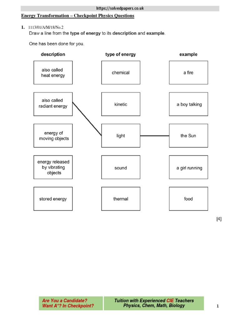 Energy Transformation Checkpoint Questions | PDF | Natural Sciences ...
