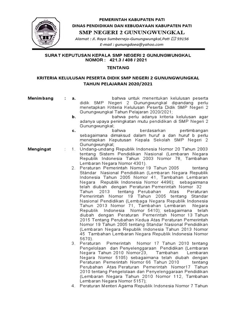 Konsideran Kriteria Kelulusan 2021 Pdf