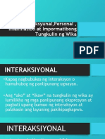 Interaksyunal, Personal at Imahinatibong Tungkulin NG Wika