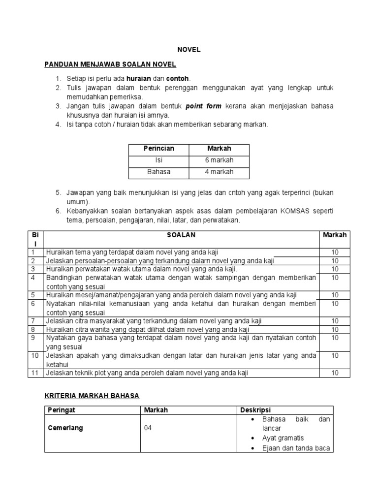 Modul Novel Tingkatan 2 Pdf