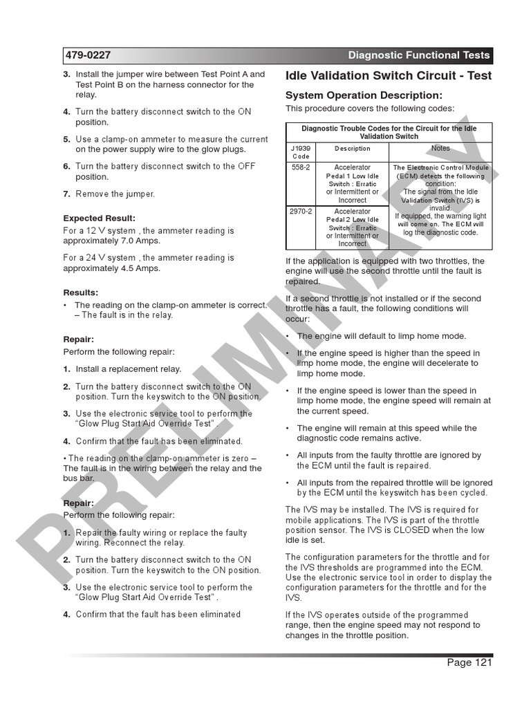Preliminary Idle Validation Switch Circuit Test PDF Electrical