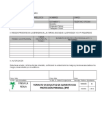 Formato de Solicitud de Elementos de Proteccion Personal Epp