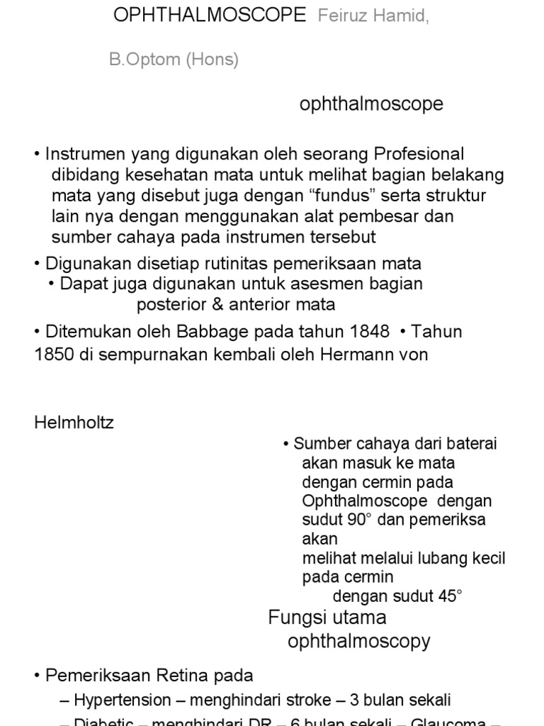Pemeriksaan Mata Menggunakan Ophthalmoscope PDF