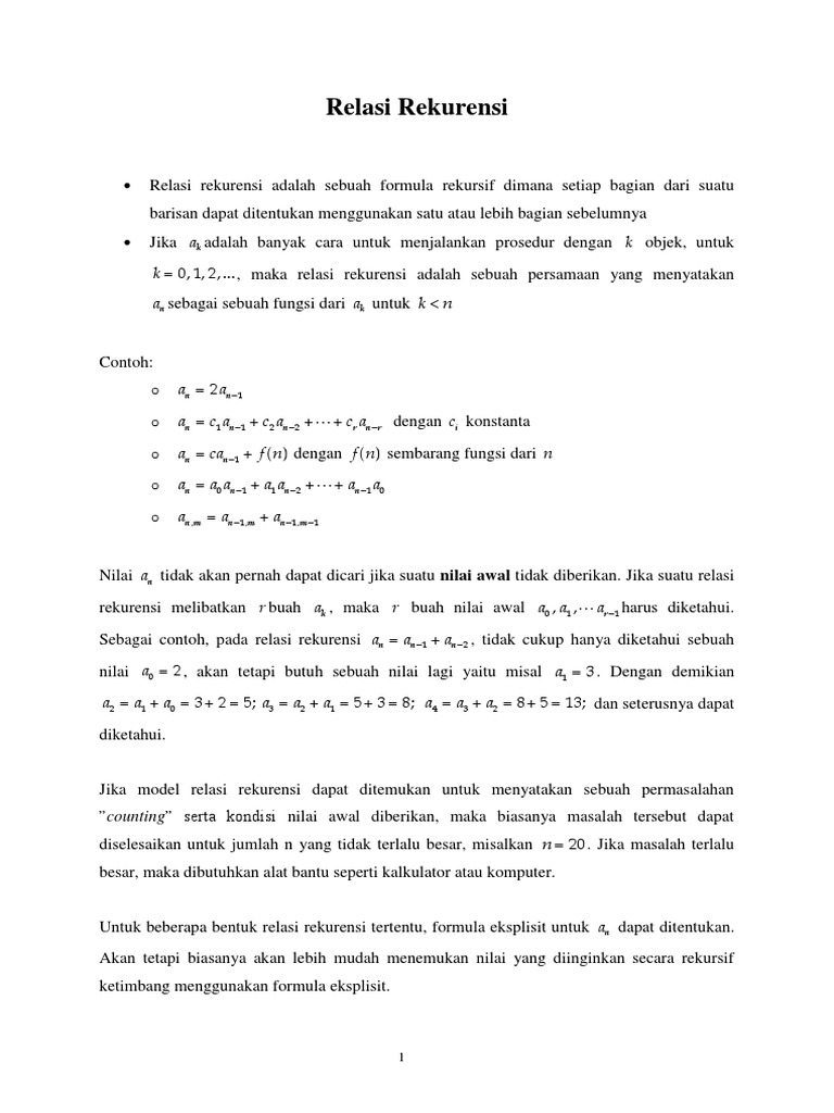 Relasi Rekurensi dalam Informatika | PDF | Metode & Bahan Ajar