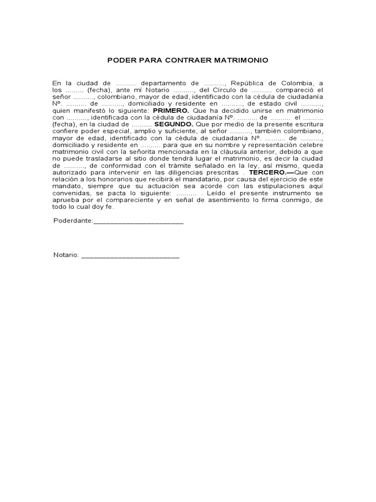 Poder para Contraer Matrimonio | PDF
