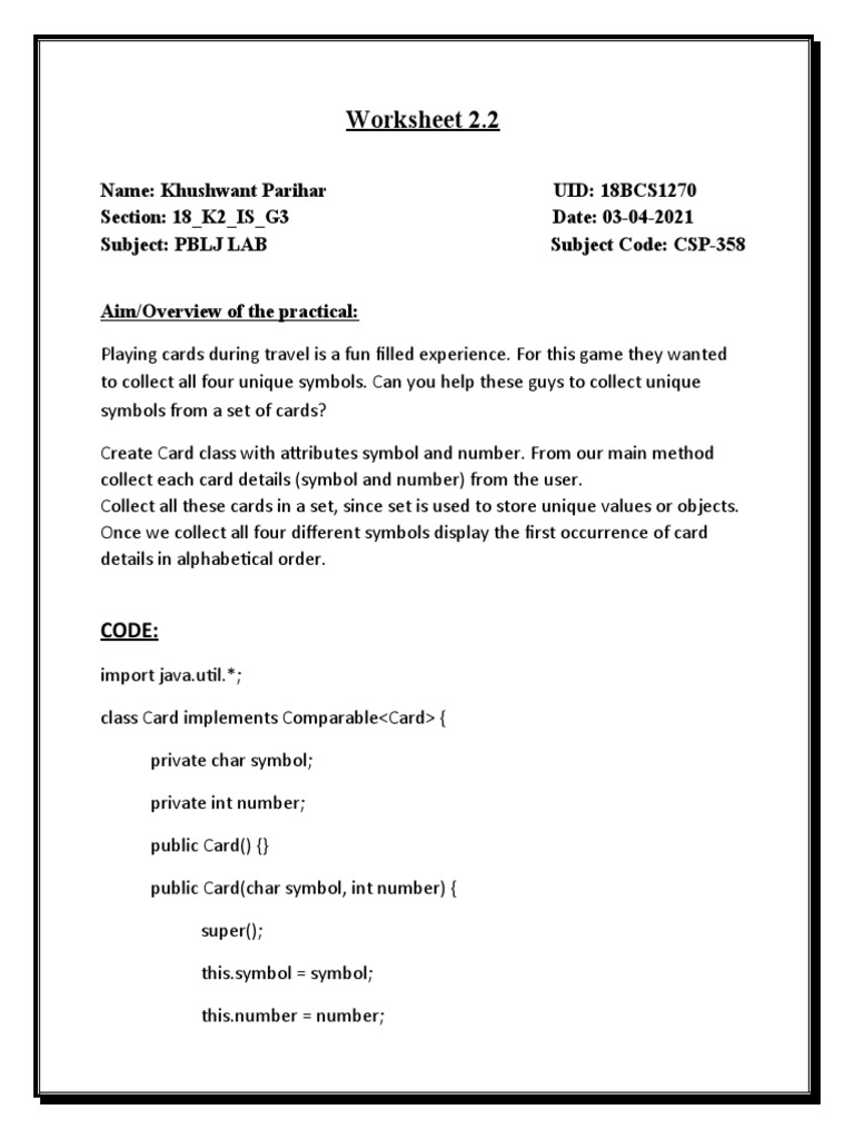 Worksheet 2.2 | PDF | Object Oriented Programming | Programming Paradigms