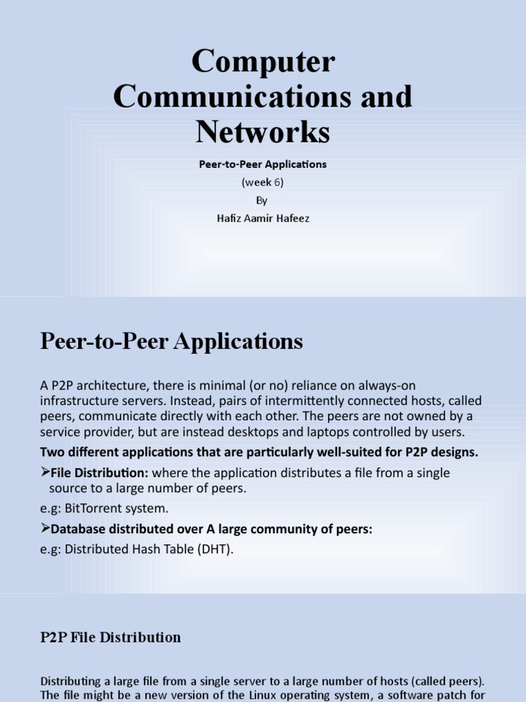 Lecture 8 (Peer-to-Peer Applications) | PDF | Peer To Peer | Client ...