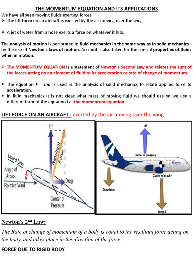 Momentum Equation in Fluid Mechanics | PDF | Momentum | Force