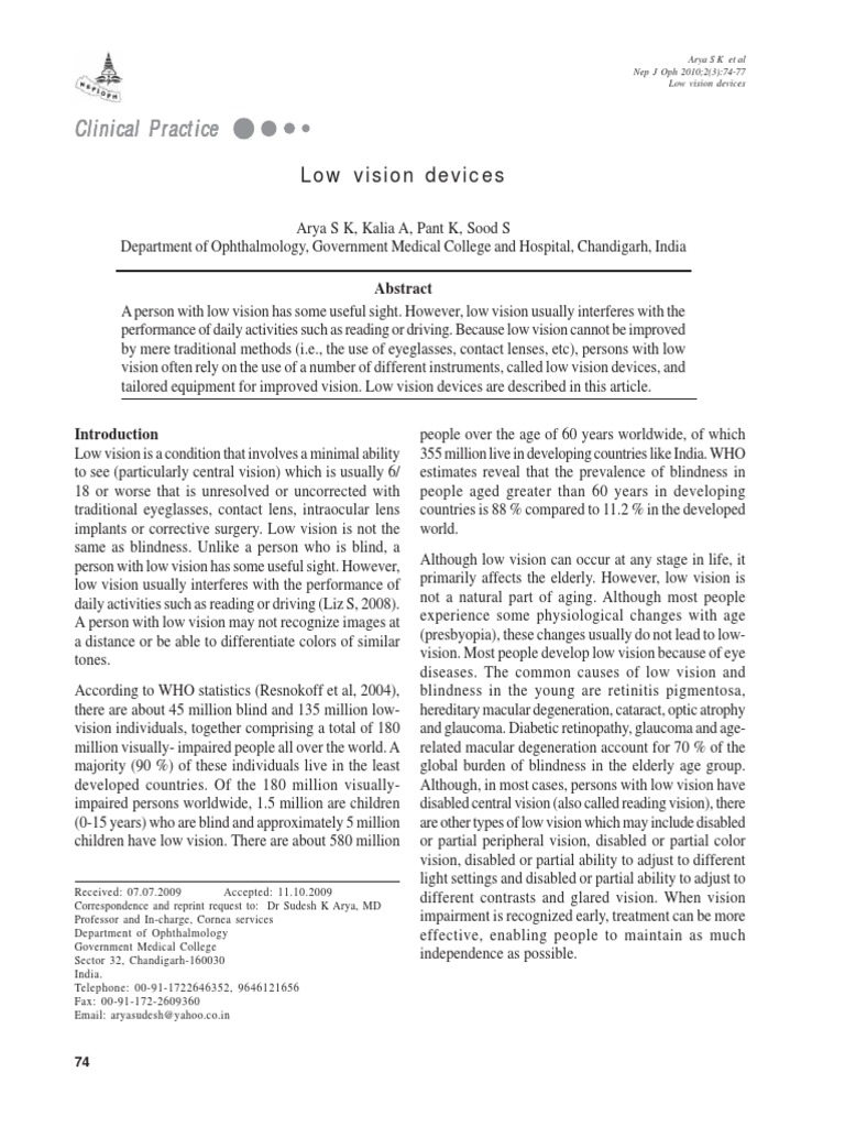 Low Vision Devices Overview and Benefits | PDF | Visual Impairment ...