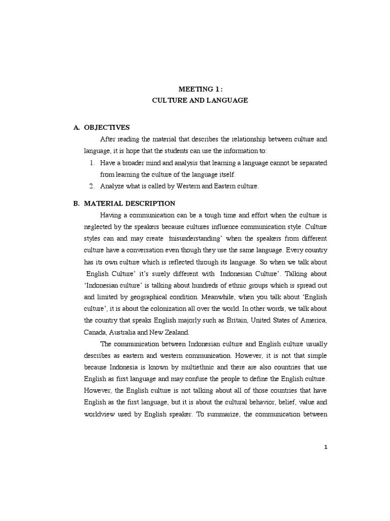 Ccu MEETING 1 CULTURE AND LANGUAGE | PDF | British Empire | United Kingdom