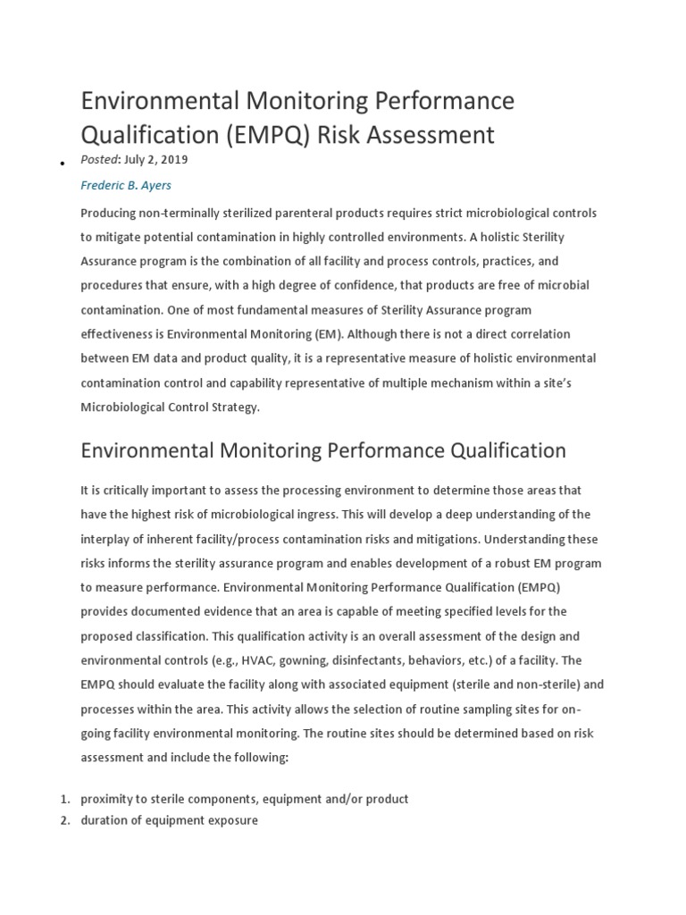 Environmental Monitoring Performance Qualification PDF