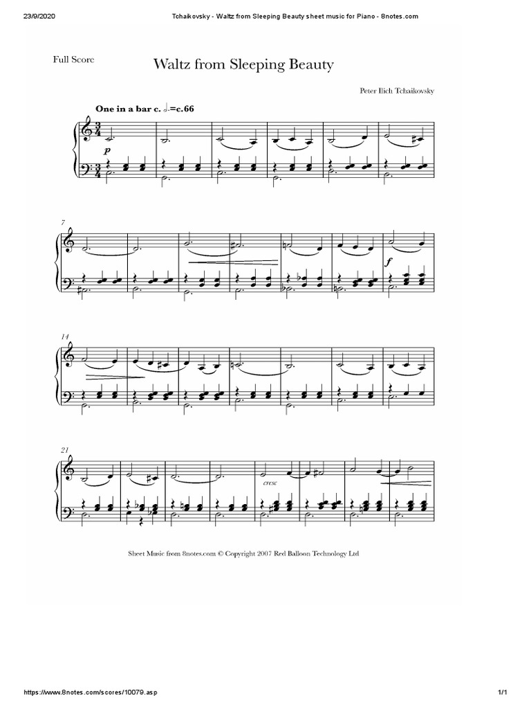 Sleeping beauty 2024 waltz piano