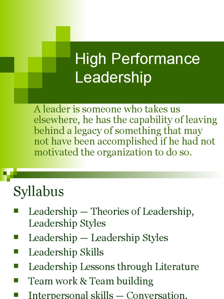 High Performance Leadership | PDF | Leadership | Optimism