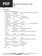 Cumulative Vocabulary and Grammar Test Units 1-10 Test A