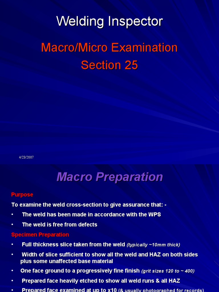 Macro and Micro Welding Examination Guide | PDF | Macro Photography ...