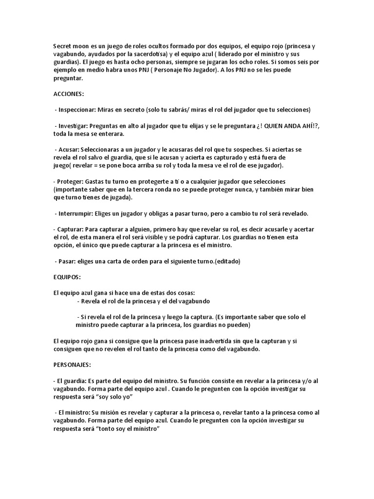 Juego de Roles: Secret Moon | PDF | Juego de azar | Entretenimiento
