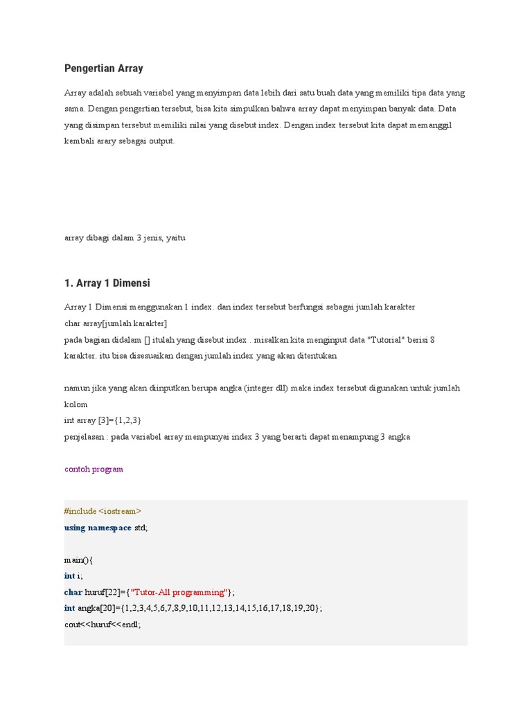 Pengertian Array | PDF