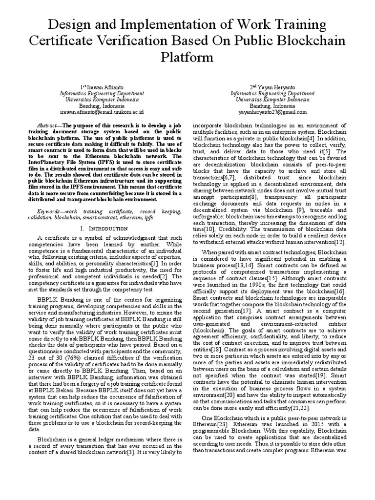 Blockchain-Based Certificate Verification | PDF | Class (Computer ...