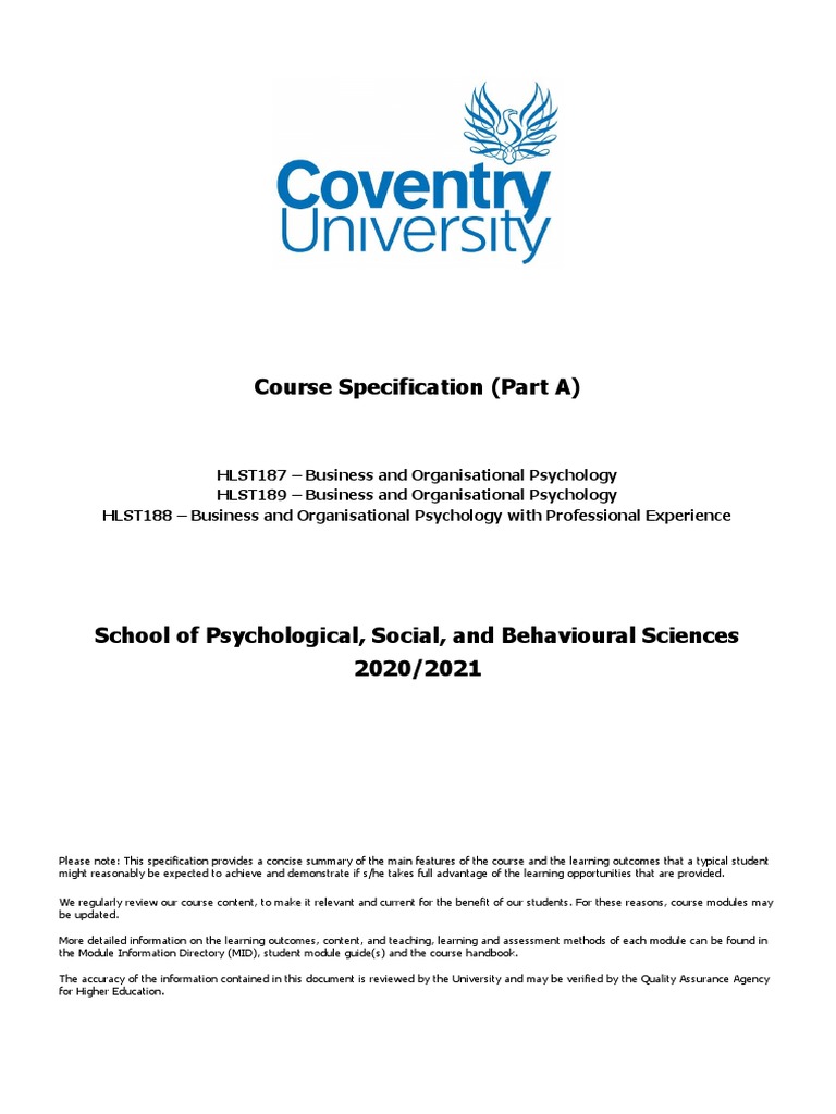 MSC Business and Organisational Psychology PDF Industrial And Organizational Psychology
