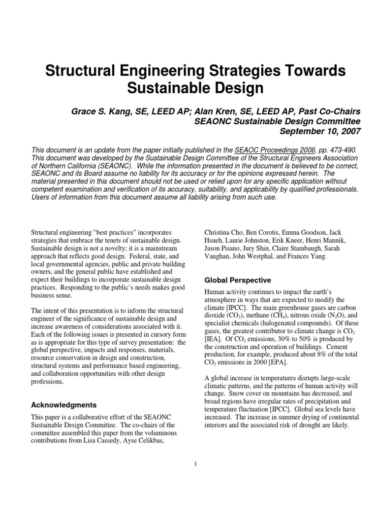Sustainable Structural Engineering Practices | PDF | Leadership In ...