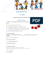 Questionário 4o ano Estudo do Meio