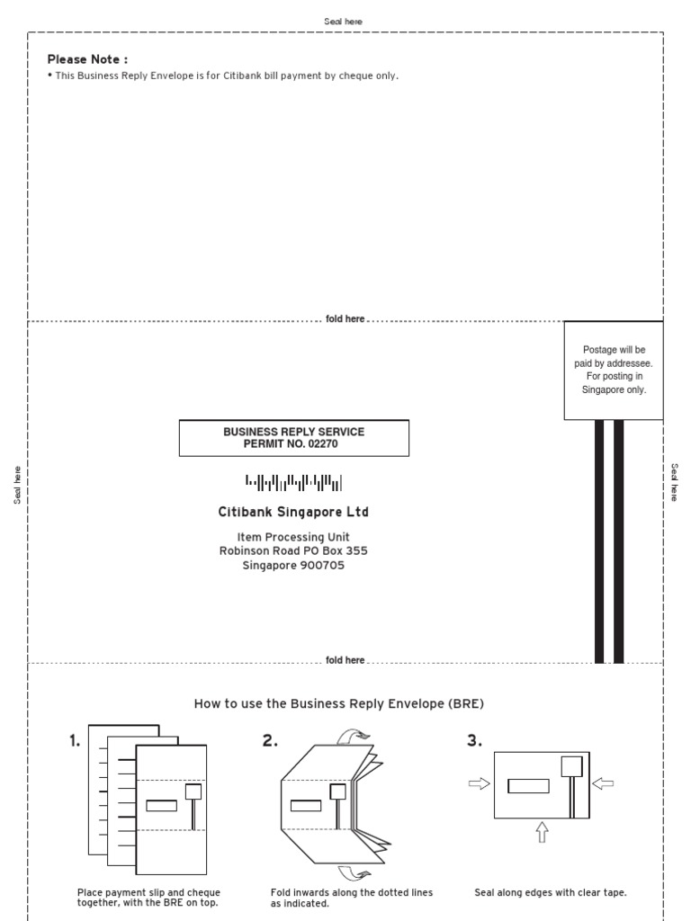 Using Citibank Business Reply Envelope | PDF