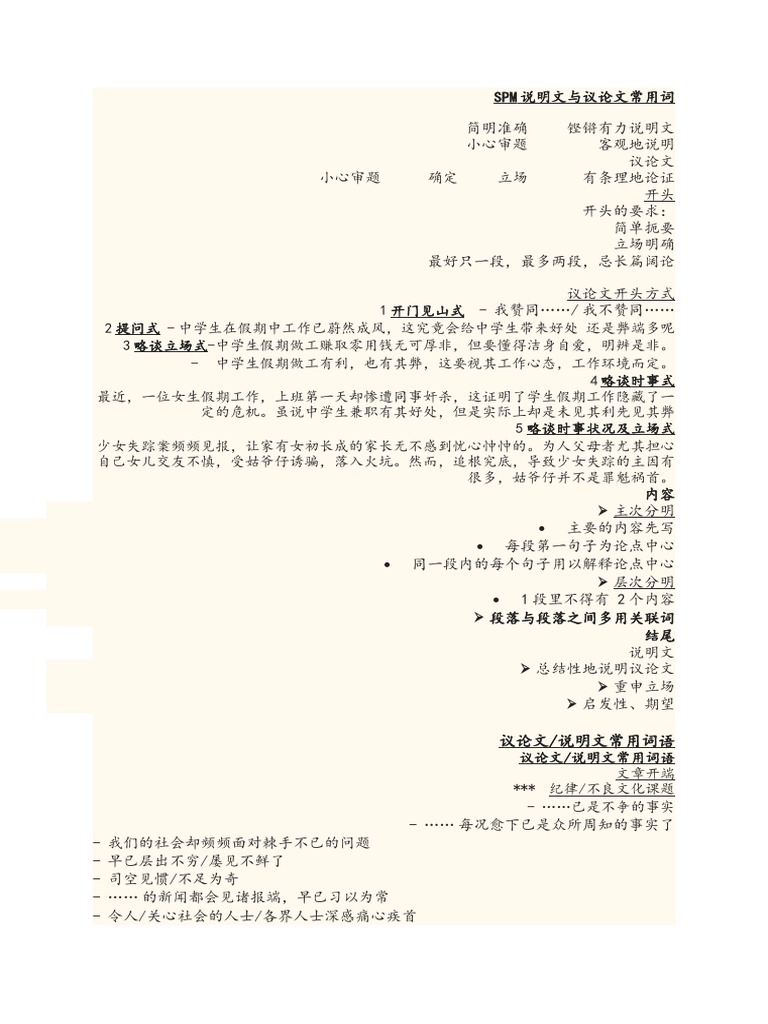 SPM说明文与议论文常用词 | PDF