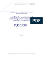 PQS/E003: A Guideline For Manufacturers of Vaccine Refrigerators, Vaccine Freezers and Water-Pack Freezers