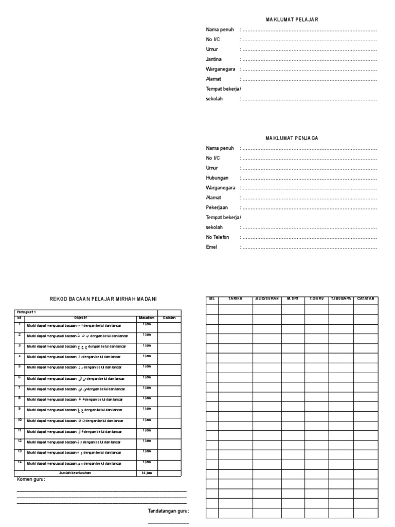 Buku Rekod Pelajar Booklet | PDF