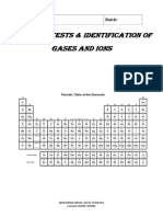 Chemical Tests & Identification of Gases and Ions: Name: Batch