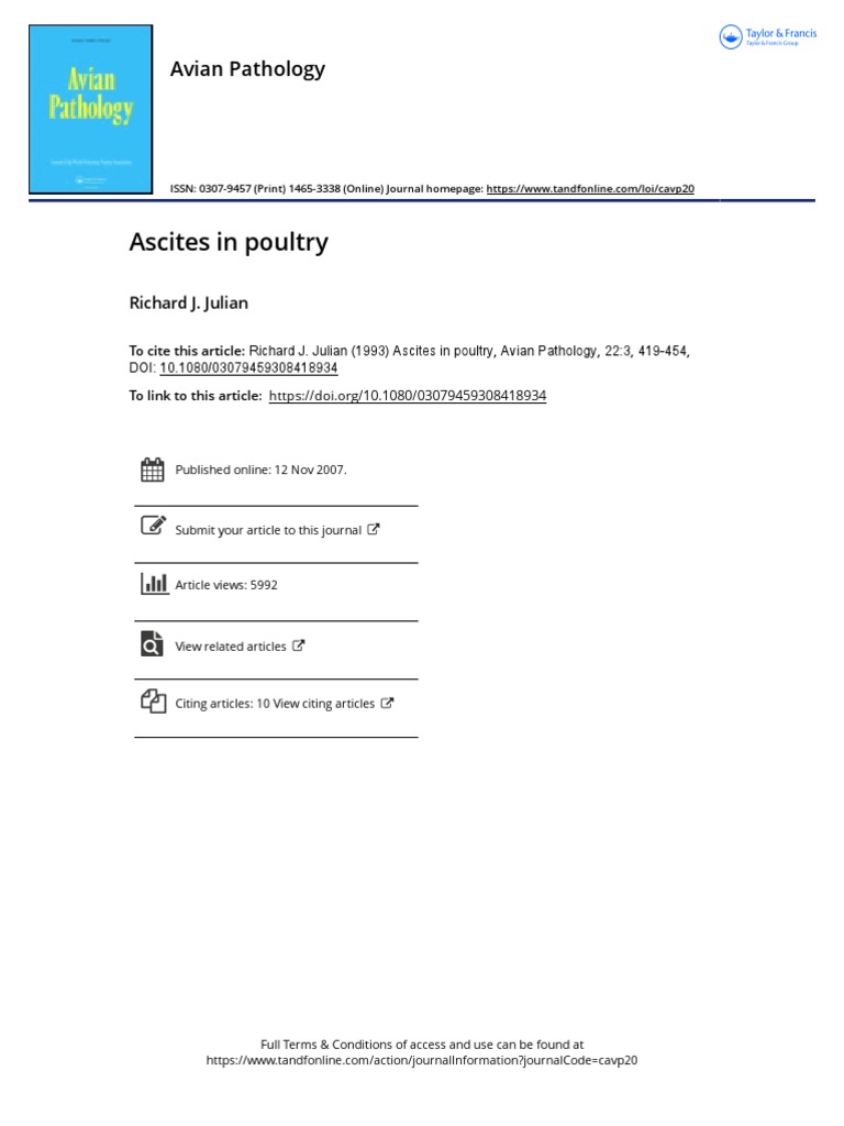 Ascites in Poultry | PDF | Blood Vessel | Hypoxia (Medical)
