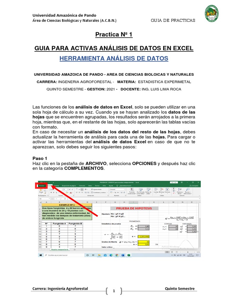 Activar Análisis de Datos en Excel | PDF | Microsoft Excel | Software