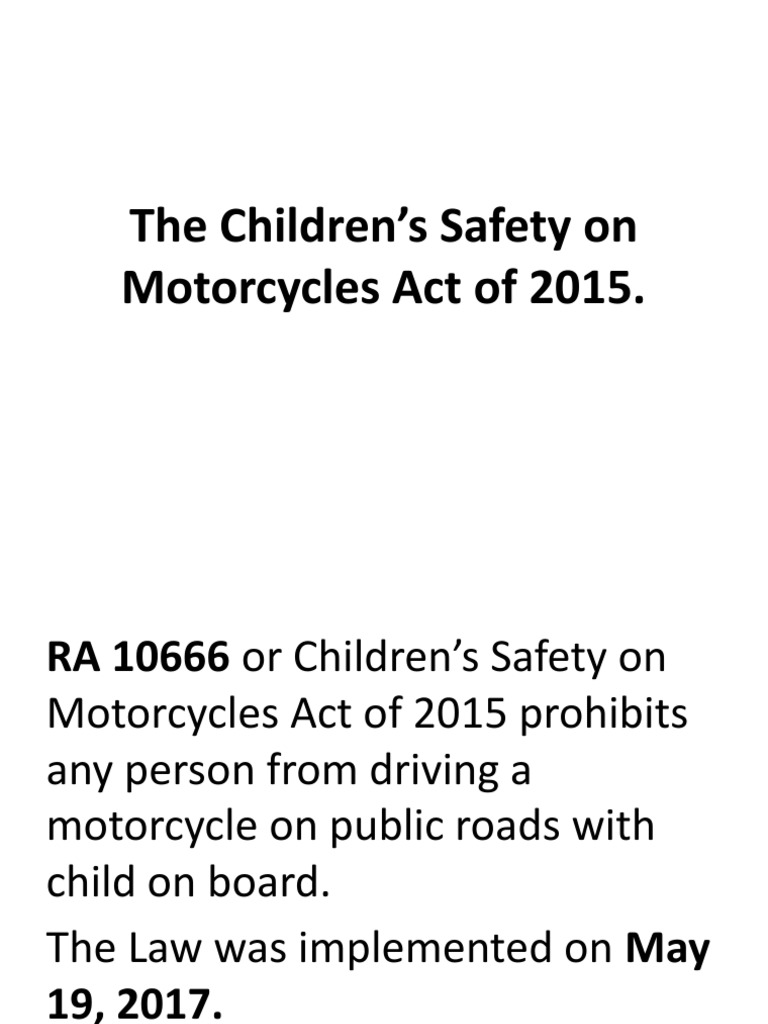 The Children's Safety On Motorcycles Act of 2015 PDF