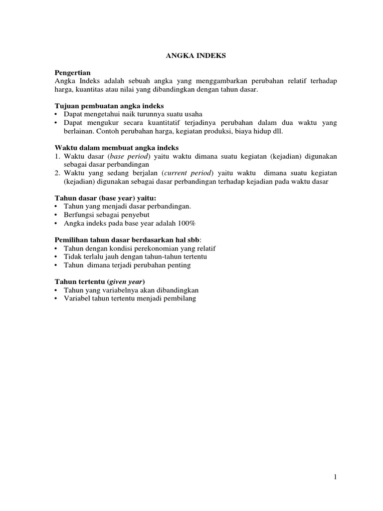 Pengertian dan Jenis Angka Indeks | PDF