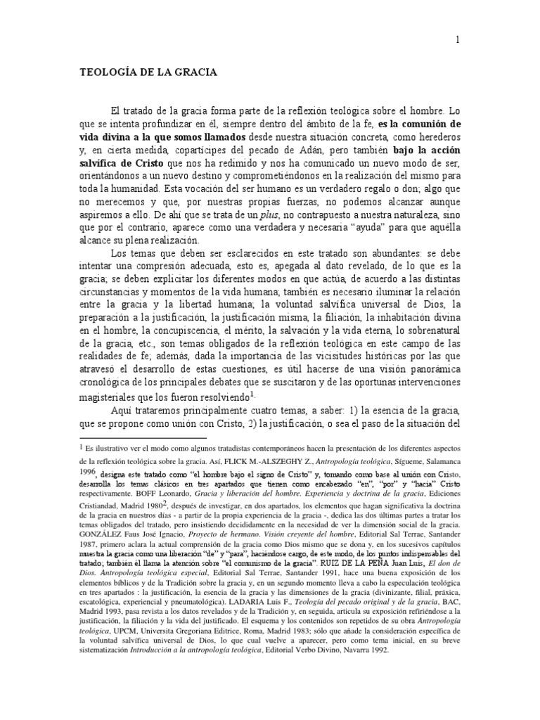 Teología de la Gracia y su Esencia | PDF | Gracia en el cristianismo ...