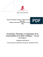 Evaluation Théorique Et Empirique de La Soutenabilité de La Dette Publique Cas de La France