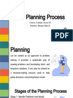 The Planning Process: Llasos, Lalaine Grace M. Pendon, Sheena Mae B