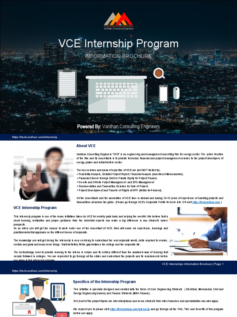 Vce Internship Program Information Brochure Pdf Green Building