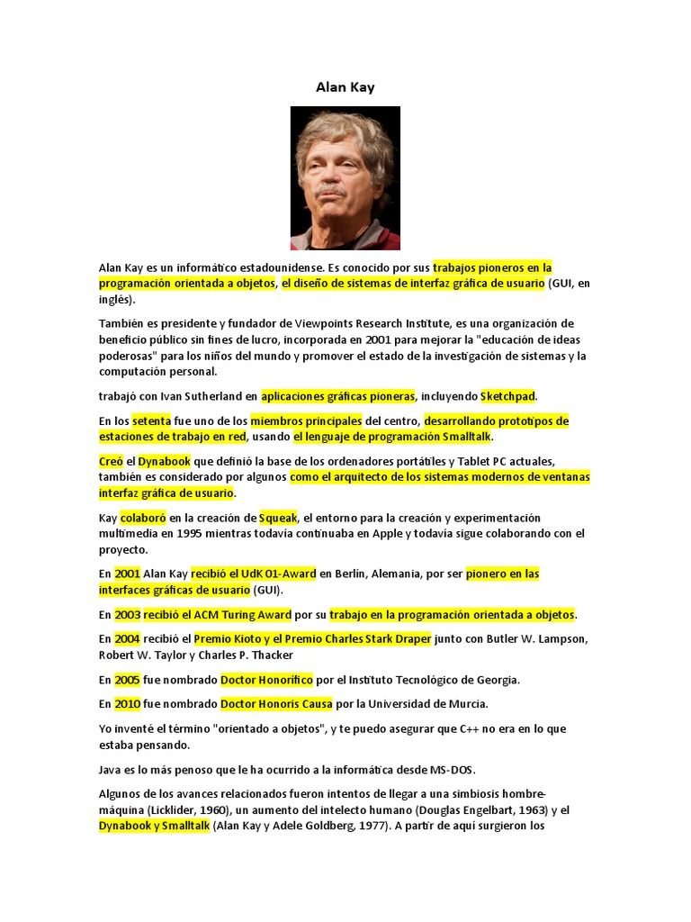 Alan Kay: Pionero de la Computación Moderna | PDF