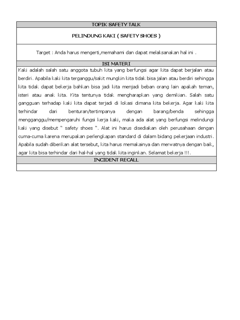 Safety Talk Safety Shoes PDF